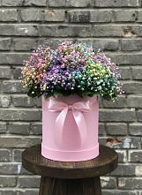 Цветочная композиция из Гипсофила и Розы в шляпной коробке в Никольское