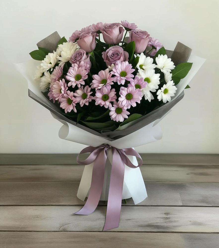 Букет цветов из: Хризантемы и Розы в Никольское