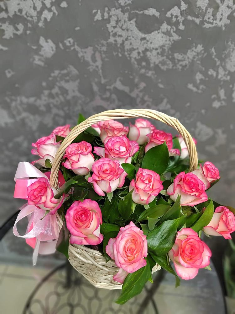 Цветочная композиция из Розы в корзине в Никольское