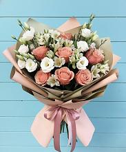 Букет цветов из:  Розы, Альстромерии и Лизиантусы в Никольское