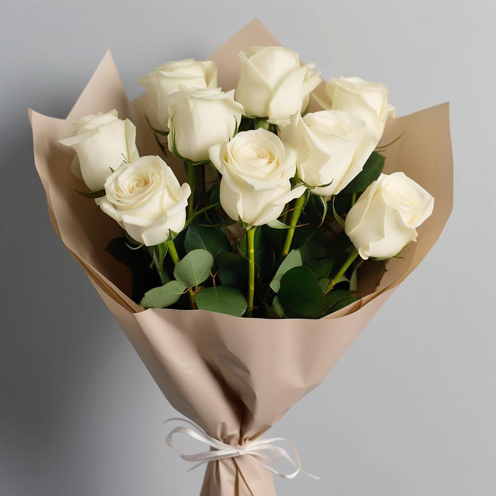 Букет 9 Белых роз Эдлесс Лав в Никольское