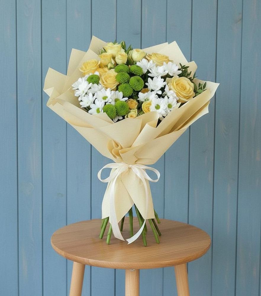 Букет цветов из: Хризантемы и Розы в Никольское