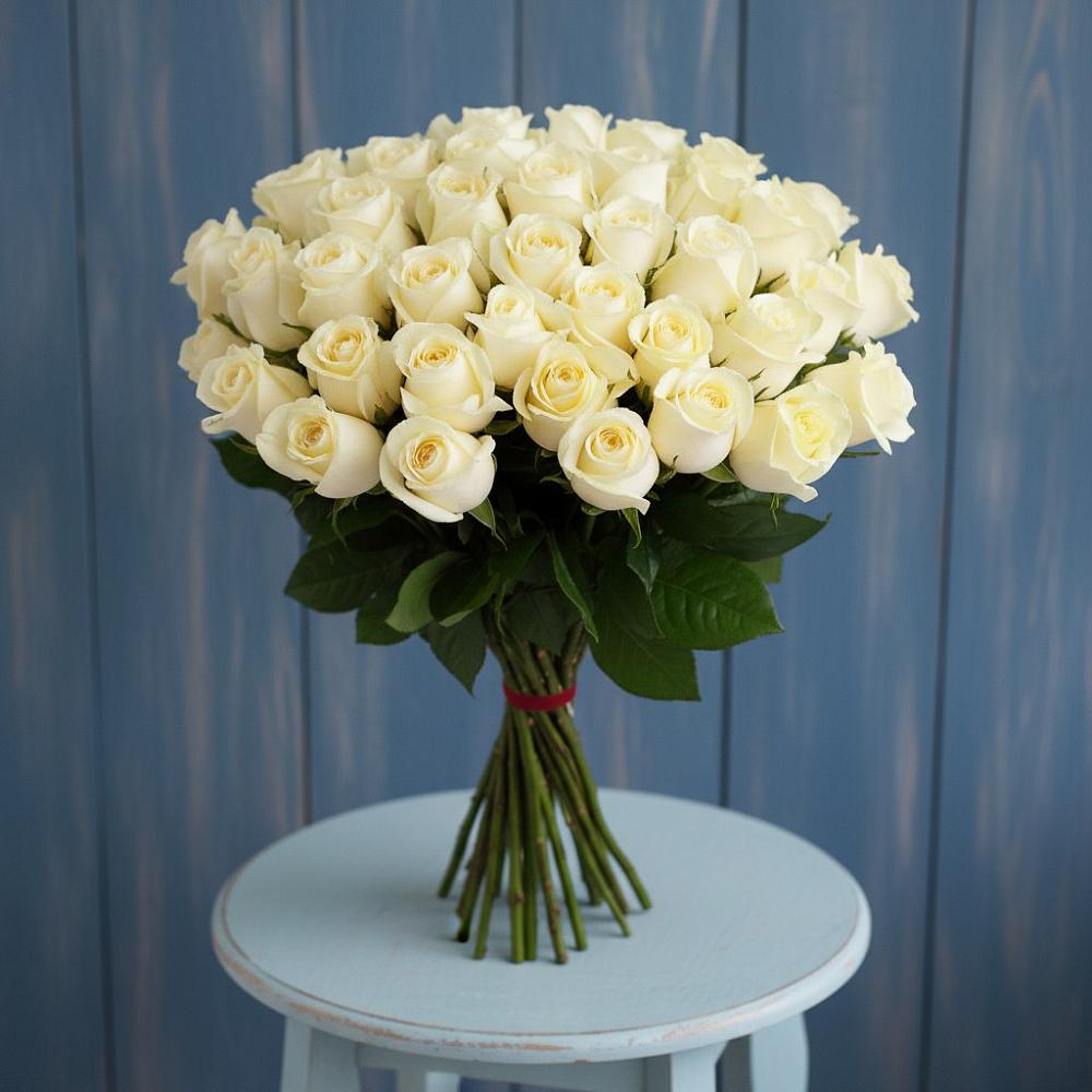 Букет 51 Белая роза Эдлесс Лав в Никольское