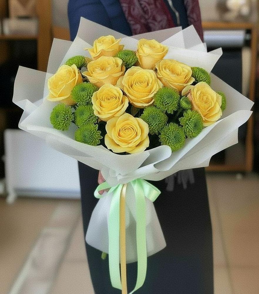 Букет цветов из: Хризантемы и Розы в Никольское