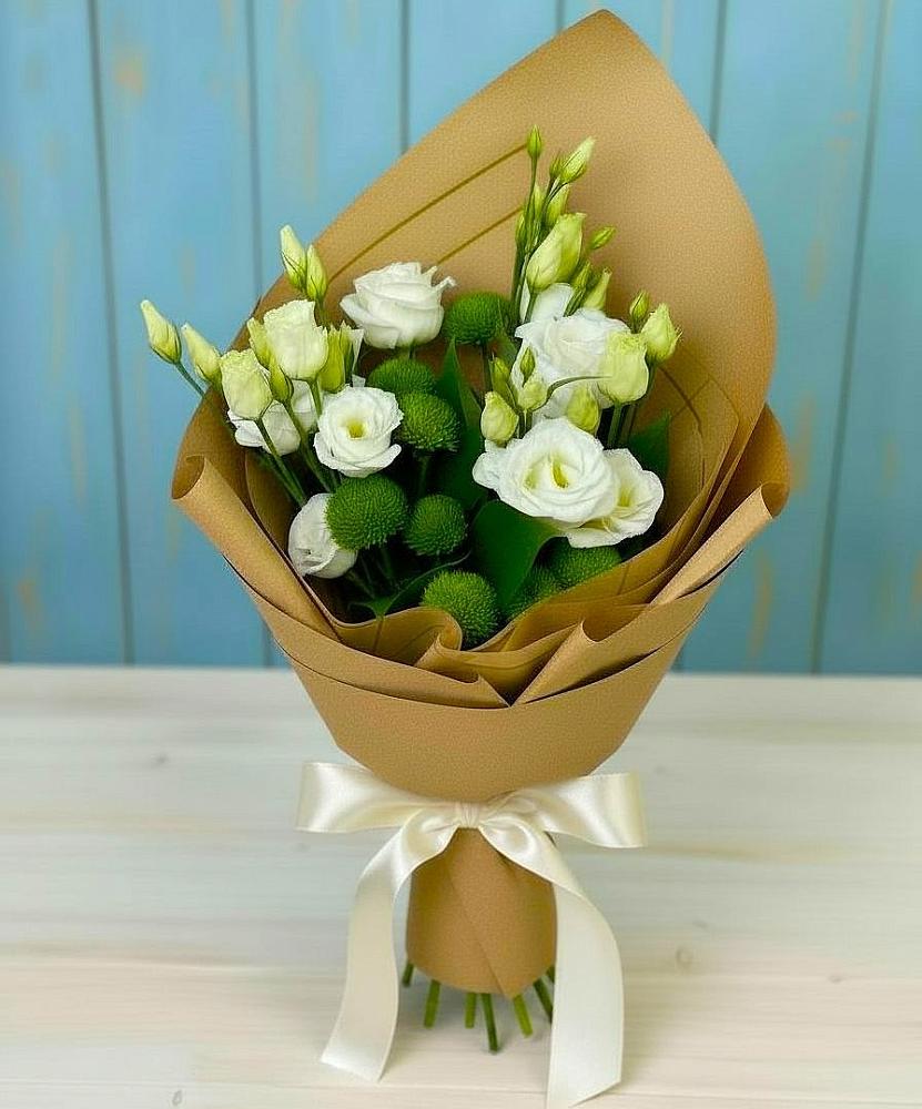 Букет цветов из: Хризантемы и Лизиантусы в Никольское