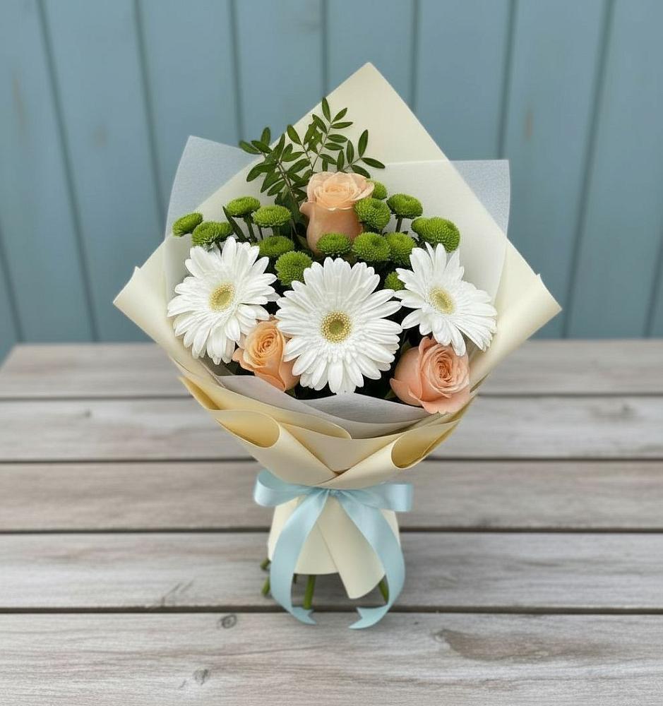 Букет цветов из: Герберы, Розы и Хризантемы в Никольское