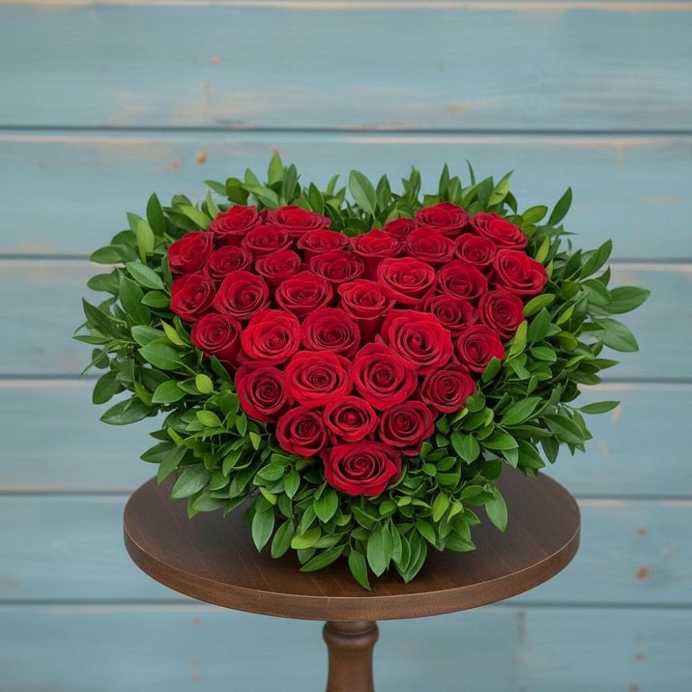 Цветочная композиция из Розы в виде сердца в Никольское