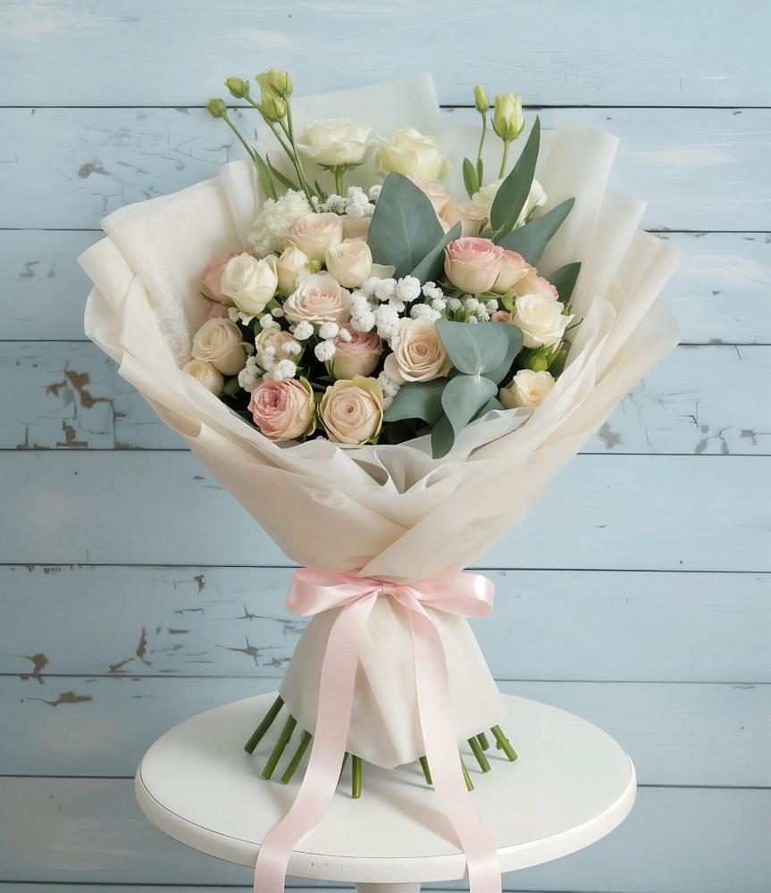 Букет цветов из: Розы и Лизиантусы в Никольское