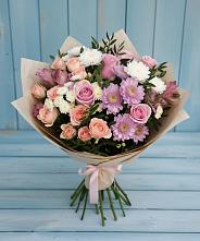 Букет цветов из:  Хризантемы, Розы и Альстромерии в Никольское